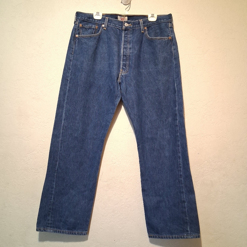 Levi's Original 501 Straight Leg Button Fly Cotton Blue Jeans 40X32 Men